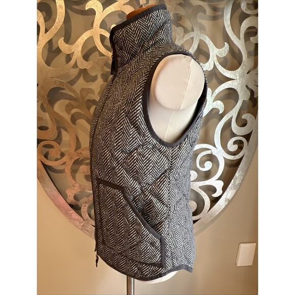 J. Crew Gray & White Herringbone Quilted Puffer Down Vest Women's Size xs - Picture 5 of 10